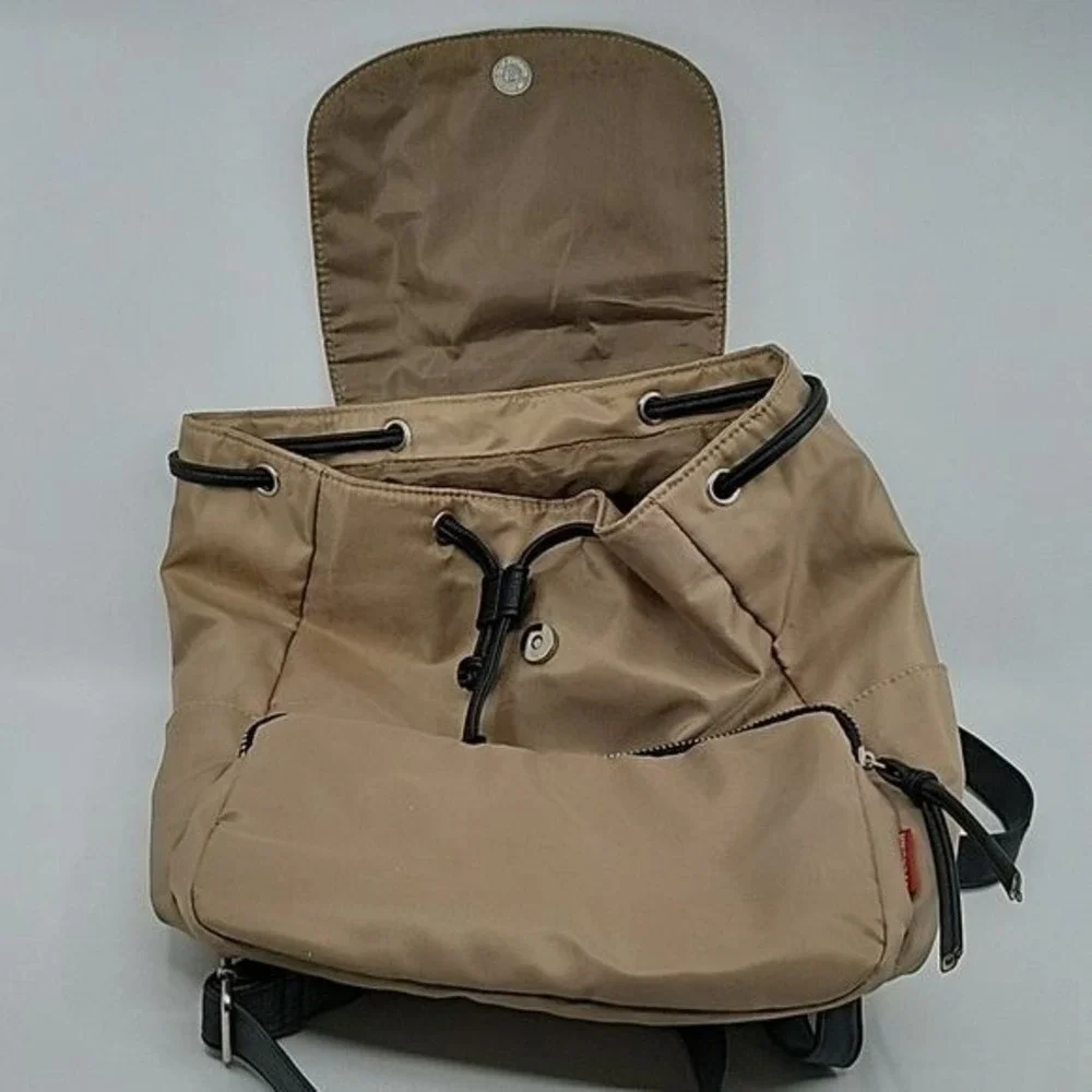Union Bay Fox Backpack Bag Patch Nylon Purse Lightweight Snap Flap Tan